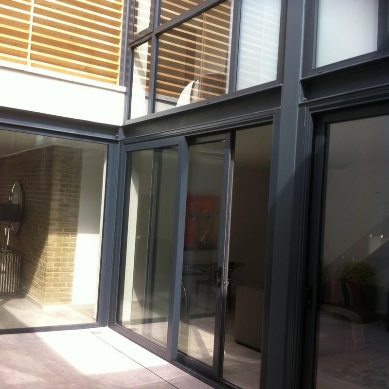Anthracite aluminium sliding patio doors fitted in Deptford