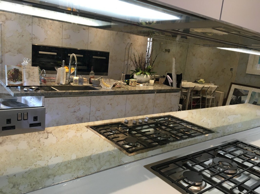 Mirror glass splashback in Deptford luxury kitchen